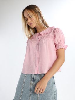 ONLY - Womens Embroidery Regular Pink Top