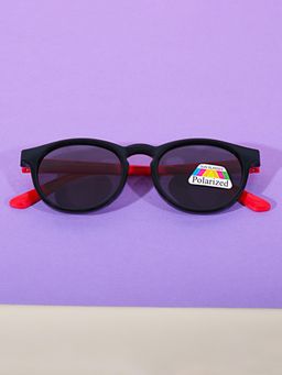 DukieKooky - Kids Polarized and UV Protected Round Sunglasses - Midnight Black with Crimson