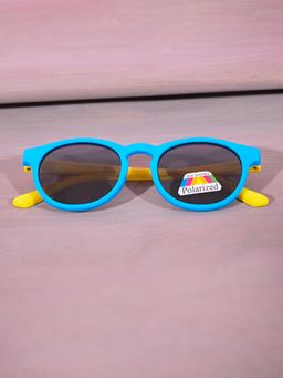 DukieKooky - Kids Polarized and UV Protected Round Sunglasses - Sky Blue with Sunshine Yellow