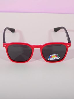 DukieKooky - Kids Polarized and UV Protected Square Sunglasses for Boys & Girls - Red-Black