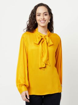 CRIMSOUNE CLUB - Women Mustard Tie-Up Detail Top