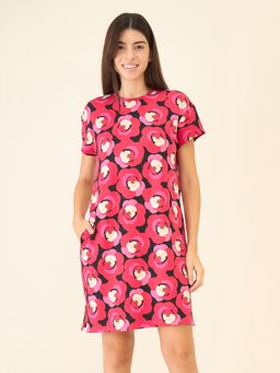 Sweet Dreams - Women Red Printed Short Sleeve Short Dress