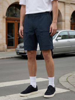Nobero - Blue Nylon Solid Travel Anti-Stain Shorts