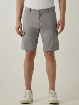 Reid & Taylor - Steel Grey Regular Fit Cotton Shorts
