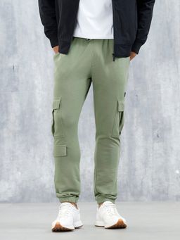 WROGN - Men Olive Casual Straight Fit Cargo Knit Jogger