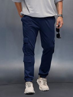 WROGN - Men Navy Blue casual straight fit knitted jogger