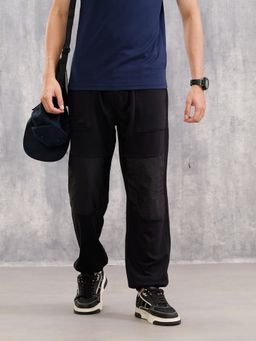 WROGN - Men Tonal Black Colourblock Comfort Fit Jogger