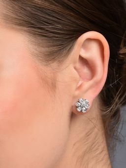 REENISAA - Classic White Diamond Charm Earrings