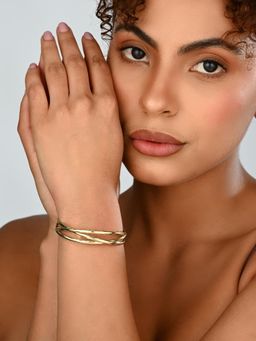 REENISAA - Aurielle Dual Curve Gold Cuff Bracelet