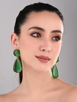 REENISAA - Emerald Shine Lustre Drops Green Earrings