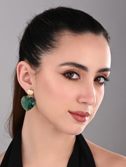 REENISAA - Emerald Heart Stone Drops Green Earrings