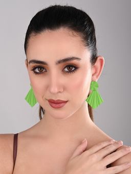 REENISAA - Lime Green Petal Pop Fan Earrings
