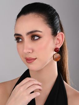 REENISAA - Amber Eclipse Drop Brown Earrings