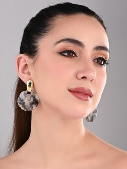 REENISAA - Smoky Quartz Resin Drop Green Earrings