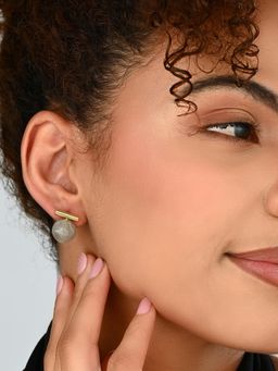 REENISAA - Smoky Quartz Studs Grey Earrings