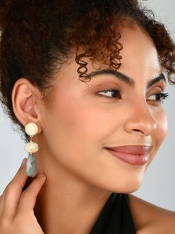 REENISAA - Stone Mist Drop Beige Earring