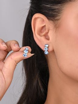 REENISAA - Azure Blue Crystal Stud Earrings