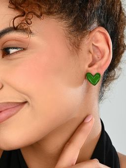 REENISAA - Emerald Heart Stud Green Earrings