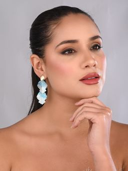 REENISAA - Sky Blue Petal Wave Drop Blue Earrings