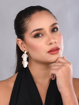 REENISAA - Blush Pink Petal Wave Drop Earrings