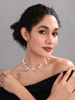 REENISAA - Stellar Pearl Drift White Necklace