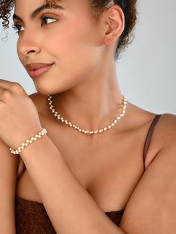 REENISAA - Luxury Pearl Duo White Necklace with Bracelet