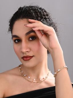 REENISAA - Luxe Loop Pearl White Necklace with Bracelet
