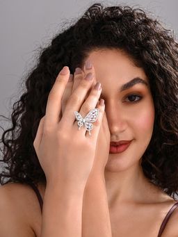 REENISAA - Celestial Butterfly Statement White Ring