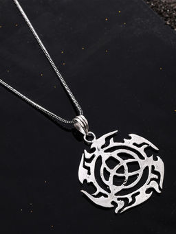 VIRAASI - Silver Plated Shuriken Pendant with Chain Necklace