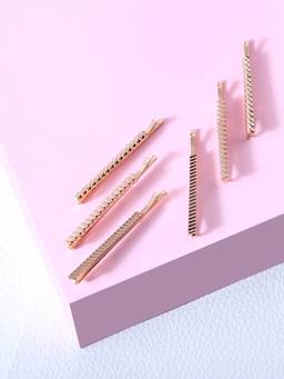 Zaveri Pearls - Gold Tone Set of 6 Contemporary Bobby Hair Pins ZPFK10564