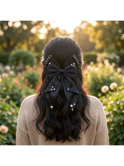 Ribbon Candy - Alligator Clips with Pearl Detailing - Black (Pack of 3)