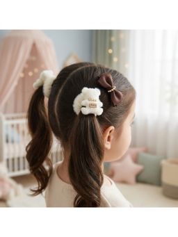 Ribbon Candy - Super Soft Teddy Bear Rubberbands & Alligator Clips (Pack of 2)