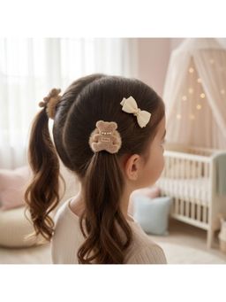 Ribbon Candy - Super Soft Teddy Bear Rubberbands & Alligator Clips (Pack of 2)