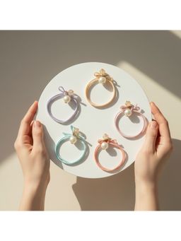Ribbon Candy - Rubber Bands with Pearls - Multi-Color (Pack of 5)