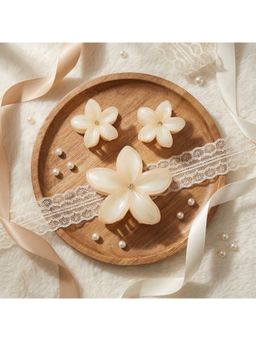 Ribbon Candy - Floral Hair Clutcher Clips - Peach (Pack of 3)