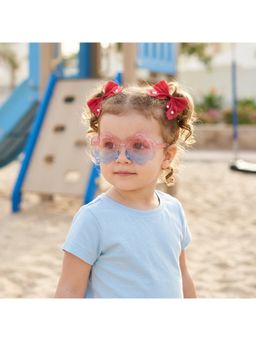 Ribbon Candy - Shiny Bow Alligator Clips with Pearl Detailing & Matching Sunglasses - Red