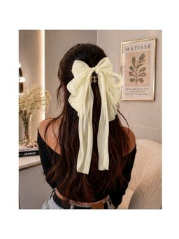 Ribbon Candy - Elegant Large Bow Clutcher Hair Clip - Peach