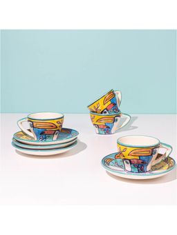 Amalfiee Ceramics - Handmade And Handpainted Tropical Bay Cup And Saucer Set Of 4