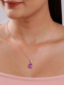 GIVA - 925 Silver Amethyst Pendant with Link Chain