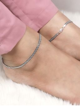 GIVA - 925 Silver Black Rhodium Celtic Anklet