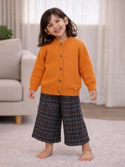 Little Surprise Box - Orange Sweatshirt with Grey Checkered Wide Leg Pants for Kids