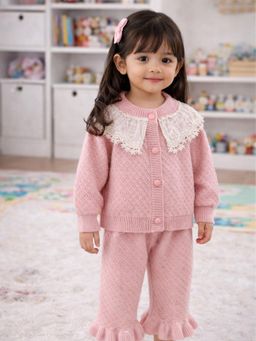 Little Surprise Box - Peach Sailor Neck Sweater Top and Flare Pant for Girls