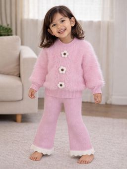 Little Surprise Box - Pink Flower Sweater and Flare Pant for Girls