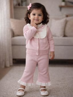 Little Surprise Box - Pink Neck Style Sweater Top and Flare Pant for Girls