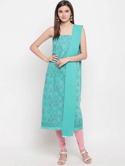 ADA - Chikankari Green Unstitched Dress Material- A100170 (A100170)
