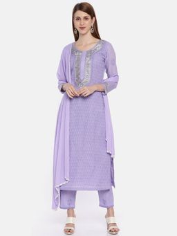 ADA - Lucknowi Chikankari Mauve Dress Material- A100187 (A100187)