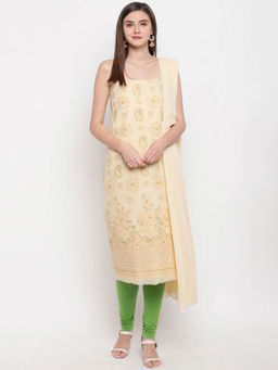 ADA - Casual Fawn Cotton Lucknowi Chikankari Dress Material- A100197 (A100197)