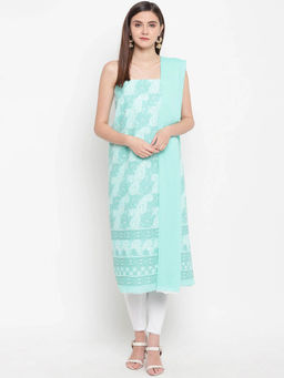 ADA - Lucknowi Chikankari Sea Green Unstitched Dress Material- A100244 (A100244)