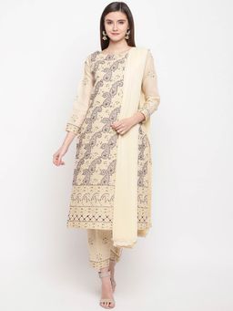 ADA - Casual Fawn Cotton Lucknowi Chikankari Dress Material- A100247 (A100247)