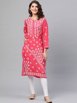 ADA - Pink Embroidered Kurta (XS) (A133720)